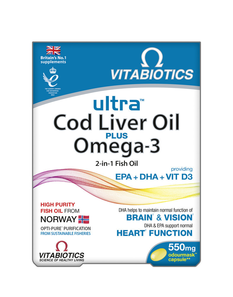 Vitabiotics Ultra 2in1 Cod Liver Oil & Omega 3 (AQUAMARINE) 60caps