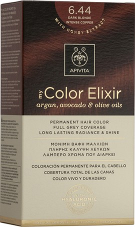 Apivita My Color Elixir No6.44 Ξανθό Σκούρο Έντονο Χάλκινο Κρέμα Βαφή Σε Σωληνάριο 50ml & Ενεργοποιητής Χρώματος 75ml