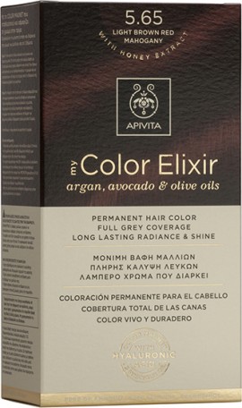 Apivita My Color Elixir No5.65 Καστανό Ανοιχτό Κόκκινο Μαόνι Κρέμα Βαφή Σε Σωληνάριο 50ml & Ενεργοποιητής Χρώματος 75ml