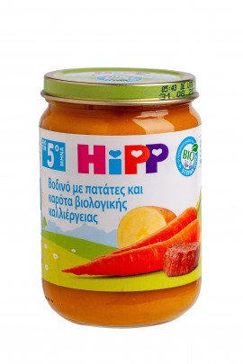 Hipp Βρεφικό Γεύμα Υποαλλεργικό Με Μοσχαράκι, Πατάτες Και Καρότα Μετά Τον 4ο Μήνα - Βαζάκι 190gr