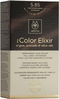 Apivita My Color Elixir No5.85 Καστανό Ανοιχτό Περλέ Μαόνι Κρέμα Βαφή Σε Σωληνάριο 50ml & Ενεργοποιητής Χρώματος 75ml