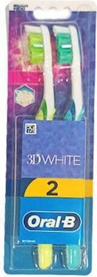 ORAL-B 3D White Duo Medium Toothbrush Λαχανί-Μπλε 2τεμάχια