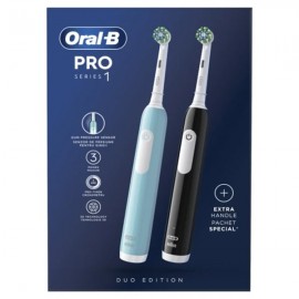 Oral-B Pro Series 1 Duo Ηλεκτρικές Οδοντόβουρτσες Carribean Blue & Μαύρη 2τμχ