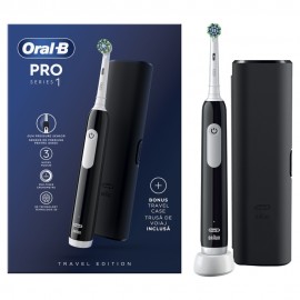 Oral B Pro Series 1 Black Ηλεκτρική Οδοντόβουρτσα Μαύρη + Δώρο Θήκη Ταξιδίου 1 Τεμάχιο