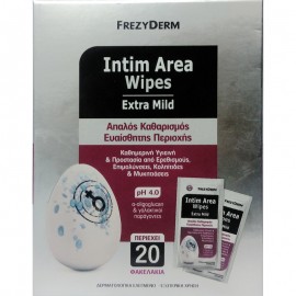 Frezyderm Intim Area Wipes Extra Mild Μαντηλάκια Καθαρισμού Για Την Ευαίσθητη Περιοχή 20 Τεμάχια