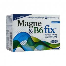 Uni-Pharma Magne & B6 Fix Συμπλήρωμα Διατροφής με Μαγνήσιο & Βιταμίνη B6 30 φακελίσκοι
