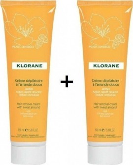 Klorane Promo Hair Removal Cream Sweet Almond Απαλή Αποτριχωτική Κρέμα με Γλυκό Αμύγδαλο 2x150ml (-50% στο δεύτερο προϊόν)