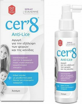 Cer8 Anti Lice Spray Αγωγή Εξάλειψης των Ψειρών και της Κόνιδας, Άοσμο Σπρέι, 125ml