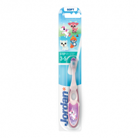 Jordan Step By Step 3-5 Soft Μαλακή οδοντόβουρτσα για παιδιά (3-5 ετών) Ροζ 1τμχ