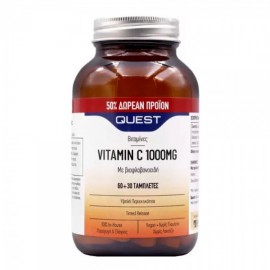 Quest Vitamin C 1000mg Timed Release  για προστασία του ανοσοποιητικού +50% Επιπλέον Προϊόν 90tabs