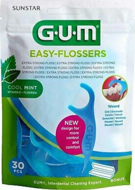 Gum Easy Flossers 890 Οδοντικό Νήμα σε Διχάλες Cool Mint Ελαφρώς Κερωμένο 30 τμχ