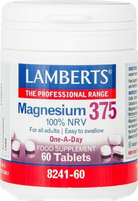 Lamberts Magnesium 375 100% NVR - Συμπλήρωμα Διατροφής Μαγνήσιο, 60 ταμπλέτες