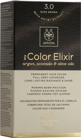 Apivita My Color Elixir No3.0 Καστανό Σκούρο Κρέμα Βαφή Σε Σωληνάριο 50ml & Ενεργοποιητής Χρώματος 75ml