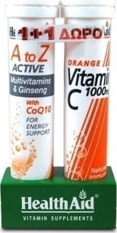 HEALTH AID A to Z Active Multi+CoQ10 20 αναβράζοντα δισκία & HEALTH AID Vitamin C 1000mg 20tabs
