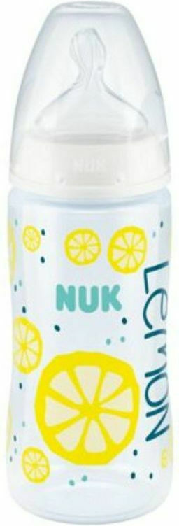 Nuk First Choice Plus Πλαστικό Μπιμπερό Yellow Fruits 6-18m limited edition με Δείκτη Ελέγχου Θερμοκρασίας 300ml
