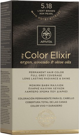 Apivita My Color Elixir No5.18 Καστανό Ανοιχτό Σαντρέ Περλέ Κρέμα Βαφή Σε Σωληνάριο 50ml & Ενεργοποιητής Χρώματος 75ml