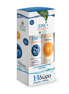 Power Health Zinc & Vitamin C Stevia 20 αναβράζοντα δισκία & Vitamin C 500mg 20 αναβράζοντα δισκία Λεμόνι