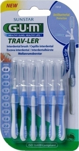 Gum Trav-ler Interdental Brush 1312 Μεσοδόντιο Βουρτσάκι 0,6mm Μωβ, 6 τεμάχια