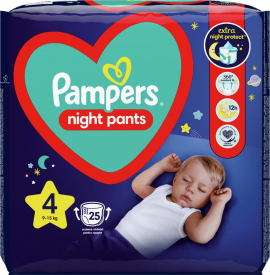 Pampers Night Pants No 4 Πάνες Βρακάκι Νυκτός Μέγεθος 4 (9kg-15kg), 25τεμ
