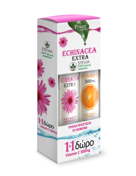 POWER HEALTH Echinacea Extra με Στέβια 24 αναβράζοντα δισκία + ΔΩΡΟ Vitamin C 500mg 20 αναβράζοντα δισκία