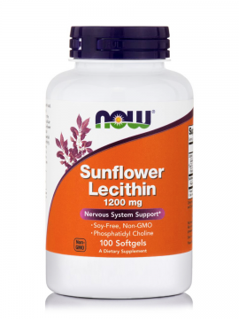 Now Sunflower Lecithin 1200 mg Soy Free, Non GMO, 100 Softgels