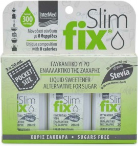 Intermed Slimfix Γλυκαντικό Υγρό Εναλλακτικό της Ζάχαρης, 3 x 20ml