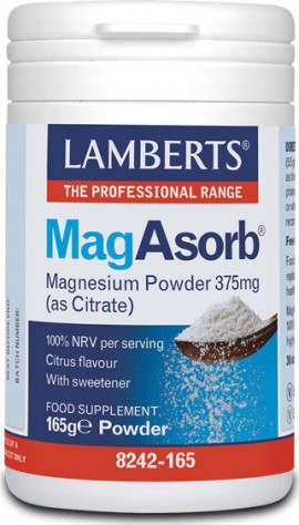 Lamberts - MagAsorb Magnesium Powder 375mg  (as Citrate)  - 165gr