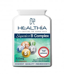 Healthia Superior B Complex 533mg, Συμπλήρωμα Διατροφής Με Σύμπλεγμα Βιταμινών Β 60caps.