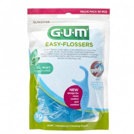 Gum Easy Flossers 890 Οδοντικό Νήμα σε Διχάλες Cool Mint Ελαφρώς Κερωμένο 90 Τεμάχια