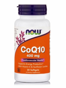 Now Co Q10 400 mg, w/ Vitamin E + Lecithin 30 softgels