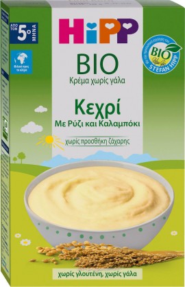 Hipp Bio Υποαλλεργική Κρέμα Χωρίς Γάλα Κεχρί με Ρύζι & Καλαμπόκι, από τον 5ο Μήνα, 200gr