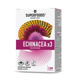Superfoods Echinacea Εχινάτσια x3 Συμπλήρωμα Διατροφής για την Ενίσχυση του Ανοσοποιητικού 30 κάψουλες