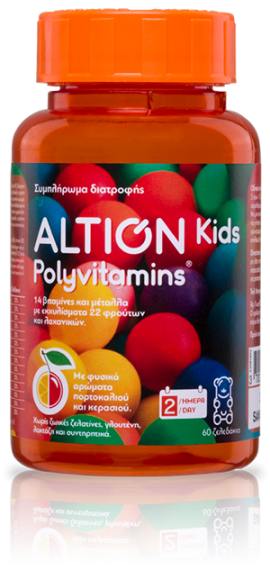 Altion Kids Παιδικές πολυβιταμίνες με φυσικά αρώματα πορτοκαλιού και κερασιού 60 ζελεδάκια