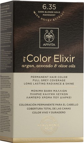 Apivita My Color Elixir No6.35 Ξανθό Σκούρο Μελί Μαόνι Κρέμα Βαφή Σε Σωληνάριο 50ml & Ενεργοποιητής Χρώματος 75ml