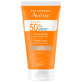 Avene Αντηλιακή Κρέμα Προσώπου για Ξηρό & Ευαίσθητο Δέρμα Με Χρώμα SPF 50+ HEV Eau Thermale Cream Tinted 50ml