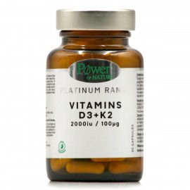 Power Health Vitamins D3+K2 2000IU/100μg Συμπλήρωμα Διατροφής για την Καλή Υγεία των Οστών & Δοντιών 30 Κάψουλες