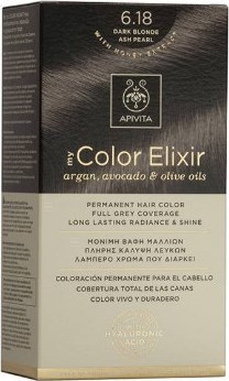 Apivita My Color Elixir No6.18 Ξανθό Σκούρο Σαντρέ Περλέ Κρέμα Βαφή Σε Σωληνάριο 50ml & Ενεργοποιητής Χρώματος 75ml