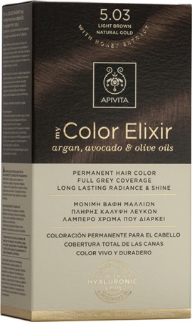 Apivita My Color Elixir No5.03 Καστανό Ανοιχτό Φυσικό Μελί Κρέμα Βαφή Σε Σωληνάριο 50ml & Ενεργοποιητής Χρώματος 75ml