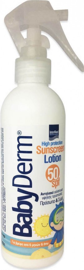 InterMed Babyderm Sunscreen Lotion Αντηλιακό Γαλάκτωμα για Βρέφη από 6 Μηνών SPF50 Trigger 200ml
