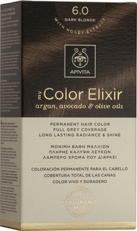 Apivita My Color Elixir No6.0 Ξανθό Σκούρο Κρέμα Βαφή Σε Σωληνάριο 50ml & Ενεργοποιητής Χρώματος 75ml