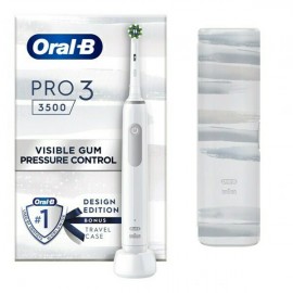 Oral-B Pro 3 3500 White Design Edition Επαναφορτιζόμενη Ηλεκτρική Οδοντόβουρτσα Λευκή με Θήκη Ταξιδίου, 1τεμ