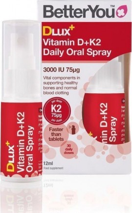 BetterYou Dlux + Vitamin D3+K2 Daily Oral Spray 12ml, 100 Ψεκασμοί