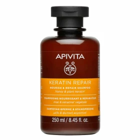 Apivita Keratin Repair, Σαμπουάν Θρέψης Επανόρθωσης Για Ξηρά Μαλλιά, με Μέλι και Φυτική Κερατίνη 250ml