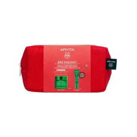 Apivita Bee Radiant Promo Pack με Κρέμα Ελαφριάς Υφής για Σημάδια Γήρανσης & Ξεκούραστη Όψη, 50ml & Δώρο Κρέμα Ματιών για Σημάδια Γήρανσης & Ξεκούραστη Όψη, 15ml & Νεσεσέρ, 1σετ