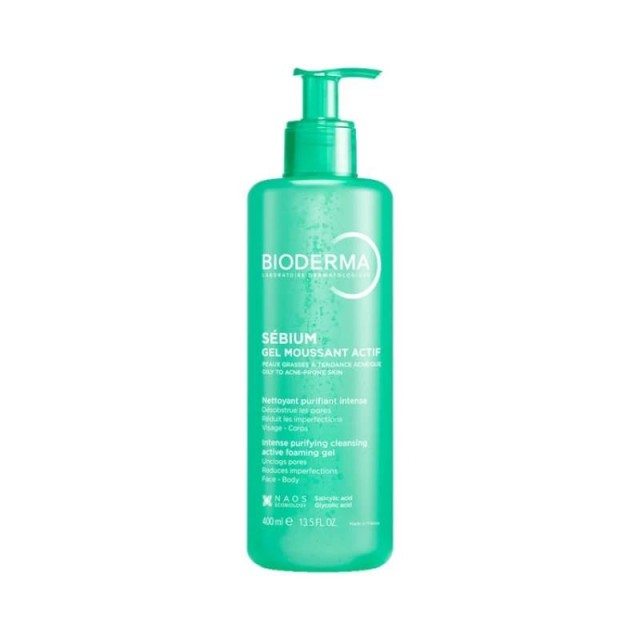 Bioderma Sebium Gel Moussant Actif Καταπραϋντικό Gel Καθαρισμού για Λιπαρές & Ακνεϊκές Επιδερμίδες, 400ml