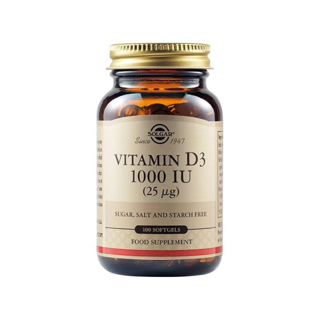 Solgar Vitamin D3 1000 IU (25μg), 100softgels
