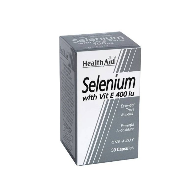 Health Aid Selenium 100mg & Vitamin E Συμπλήρωμα με Σελήνιο & Βιταμίνη Ε για τον Θυροειδή 400iu 30 κάψουλες