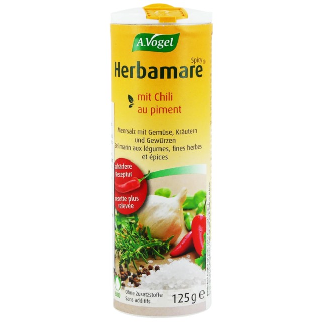 A. Vogel herbamare spicy Υποκατάστατο Αλατιού με Τσίλι Χαμηλής Περιεκτικότητας σε Νάτριο, 125gr