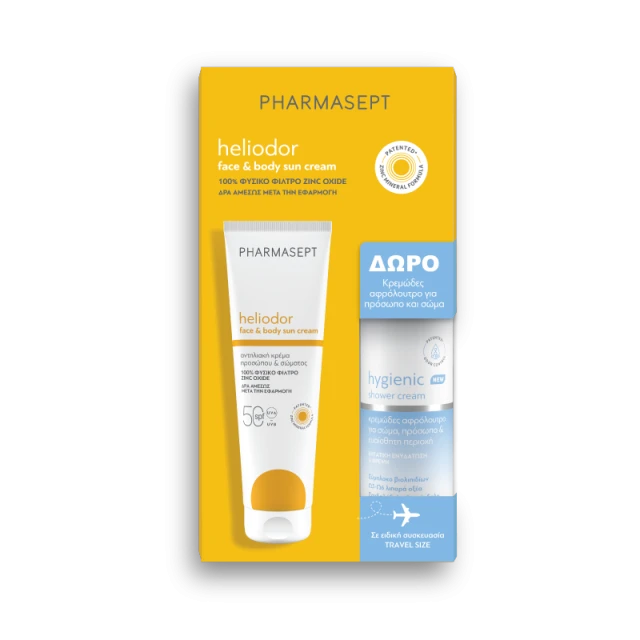 Pharmasept Promo Pack Heliodor Face & Body Sun Cream SPF50 150ml & Δώρο Hygienic Shower Cream 100ml