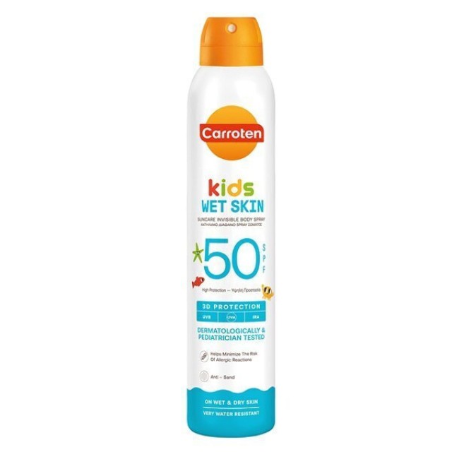 Carroten Kids Wet Skin Suncare Invisible Body Spray 3D Protection SPF50 Παιδικό Αντηλιακό Διάφανο σε Spray, 200ml